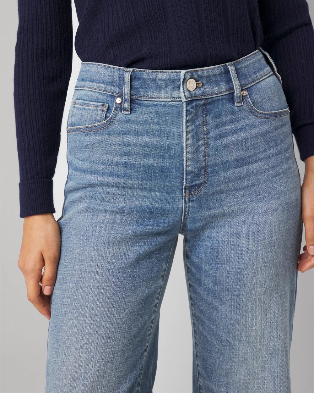 5 Pocket Crop Wide Leg Jean - White